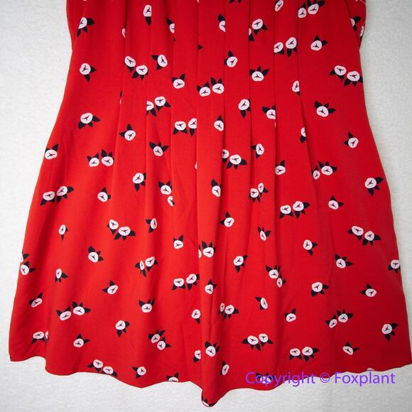 New! Anne Klein Plus Size‎ Chatterly Rose Printed Fit Flare Dress Red, 18W